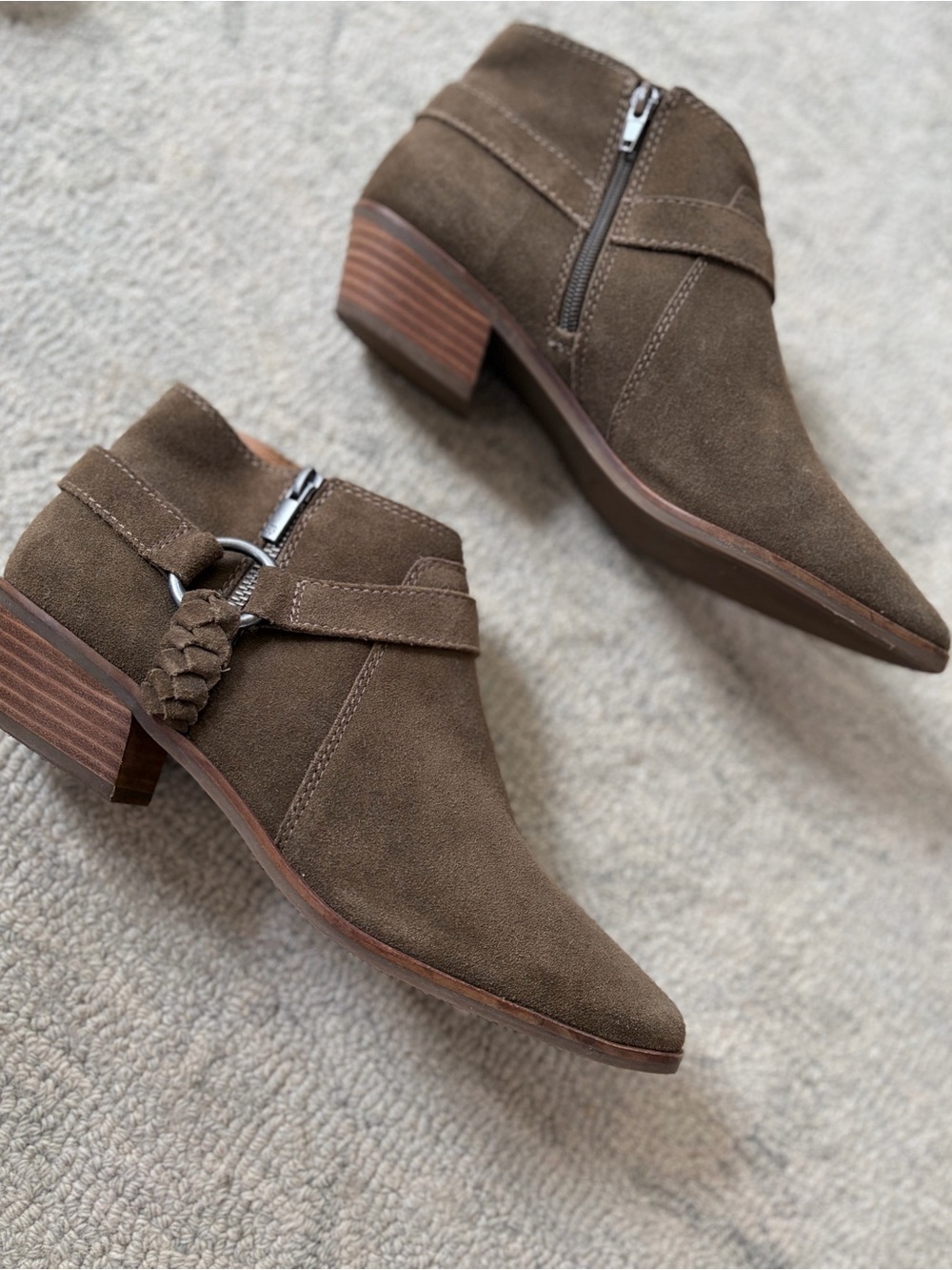Lucky Brand Enitha Brown Suede Leather Ankle Booties Size 11